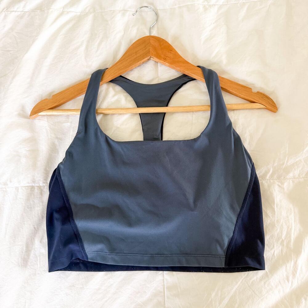Athleta Blue Navy Sports Bra Racerback Workout Athletic Gym Size Medium